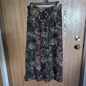 Dress Barn Dark Floral Midi Skirt, M